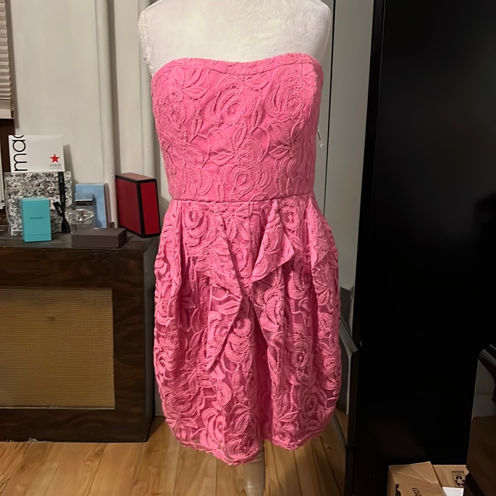 Jessica Simpson pink tube dress with floral lace overlay